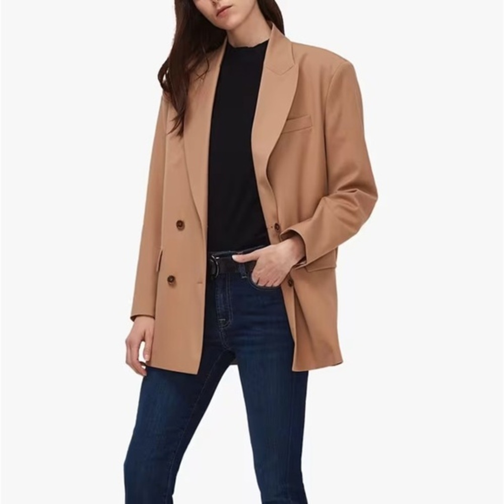 7 for All Mankind Double-Breasted Camel Blazer – Women’s Size Small